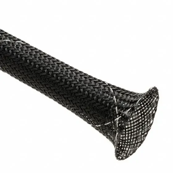 1/4″ Flexo® Clean Cut Flame Retardant (CCF) Expandable Sleeving – Scissor-cut Braided, Black with White Tracer -100 FT Sale