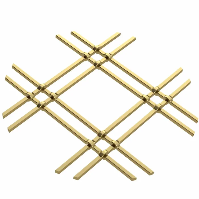 1″ Flat Double Diamond Decorative Grille – Satin Brass, 36″ W x 24″ L Sheet