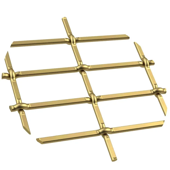 1″ Flat Straight Weave Decorative Grille – Satin Brass, 36″ W x 24″ L Sheet