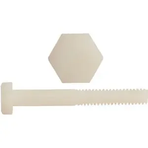 [100 PKG] Hex Head Bolts Partial Thread Nylon Natural 3/8-16 X 3 Exclusive