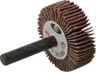 3M 1-1/2″ Diam x 1/2″ Face Width, Medium Aluminum Oxide Coated Mounted Flap Wheel 1/4″ Shank Mount, 60 Grit, XE Weighted Cloth Backing, 22,000 Max RPM 00051144968084 – 09288481