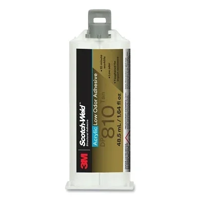 3M 7100148757 Scotch-Weld Low Odor Acrylic Adhesive, DP810, 1.64 fl oz, Cartridge, Tan