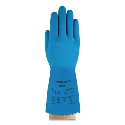 Ansell M999968 AlphaTec 87-029 Natural Latex Rubber Glove, Size 10, Blue