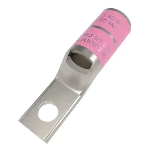 Authentic Burndy YA25L-NT516 Tin Plated Copper 1-Hole Compression Lug 1/0-AWG Cu 5/16-Inch HYLUG