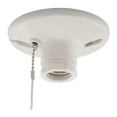 Best Choice Cooper Wiring Device S759W-CD-SP Medium Base Pull Chain Ceiling Lampholder 250-Volt AC White