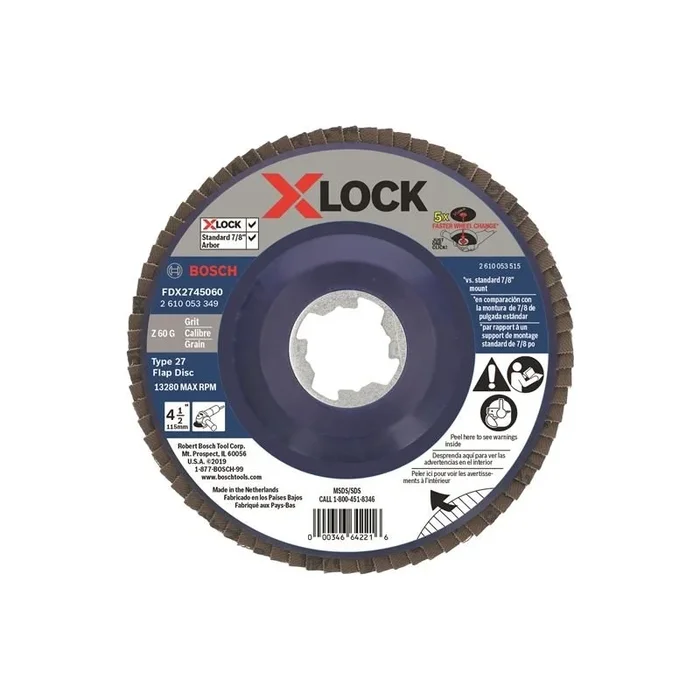Bosch FDX2745060 4-1/2 In. X-LOCK Arbor Type 27 60 Grit Flap Disc