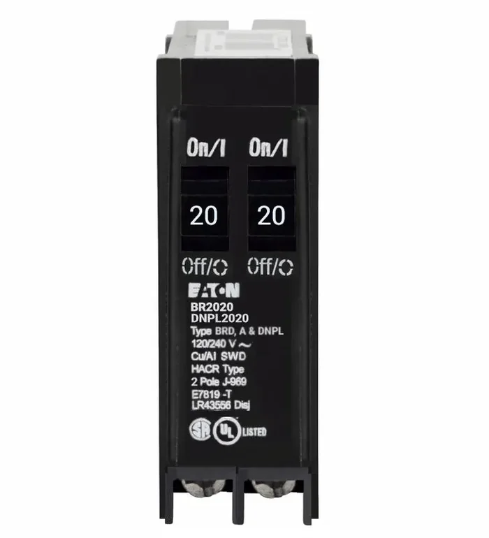 BR2020 – Eaton – 20 Amp Tandem Circuit Breaker – Plug-In – 20/20 Amp – 1 Pole – 120 Volt Grab Now