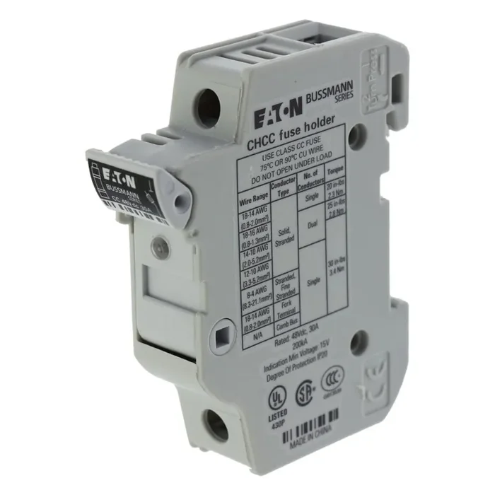 Buy Today Bussmann CHCC1DI-48U Class CC Modular Fuse Holder With Indication 1-Pole 600-Volt AC 48-Volt DC 30-Amp