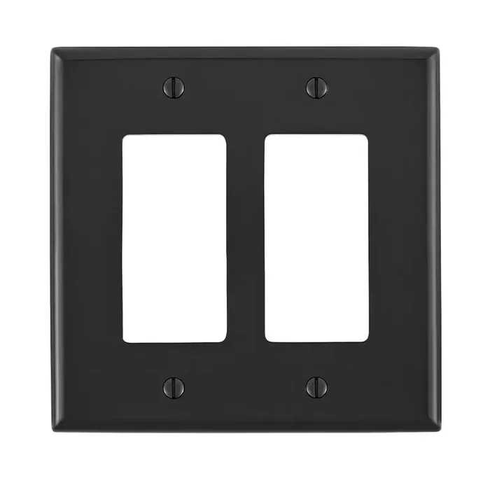Certified Leviton PJ262-E Nylon Device Mount Midway Size Decorator Wallplate 2-Gang 2-Decorator Black Decora