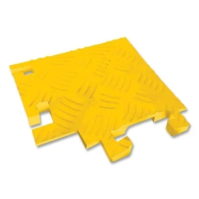 Checkers FL90LT1X4-Y Fastlane Cable Protector, 1.5 in H x 12 in W x 12 in L, 1 Channel, 90° Left Turn, Yellow