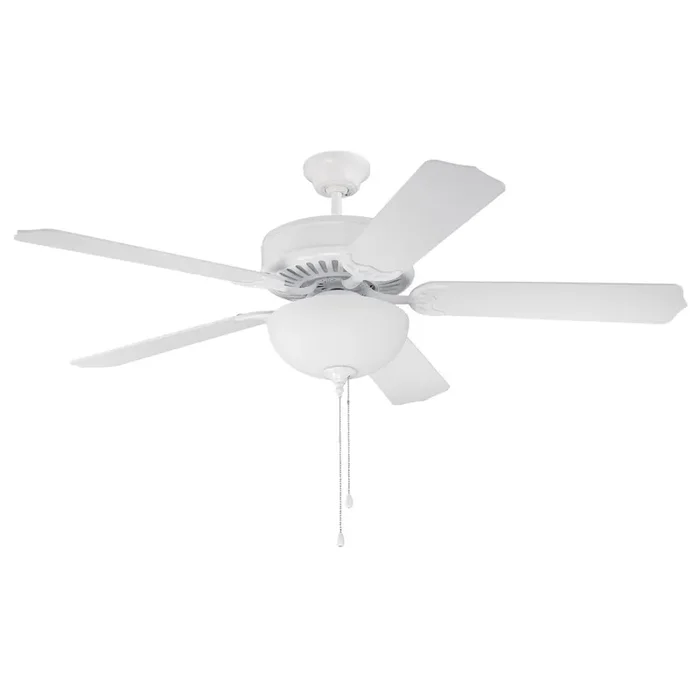 Craftmade C201W Traditional/Classic Pro Builder 201 Ceiling Fan With Light 5 Blade 52-Inch Speed White Time-Limited