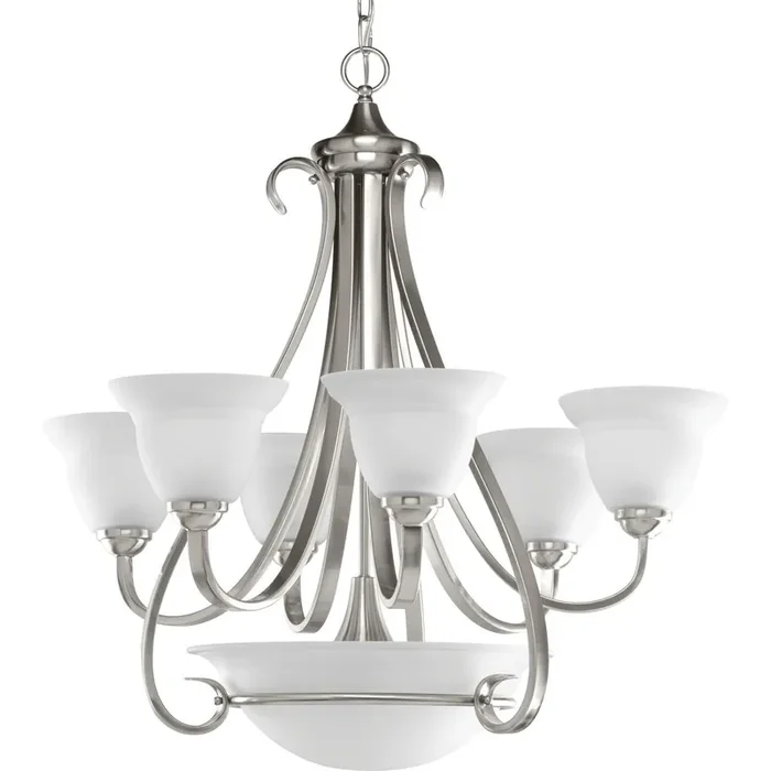 Deal Progress Lighting P4417-09 2-Tier Chandelier 100/75-Watt 120-Volt AC Brushed Nickel Torino