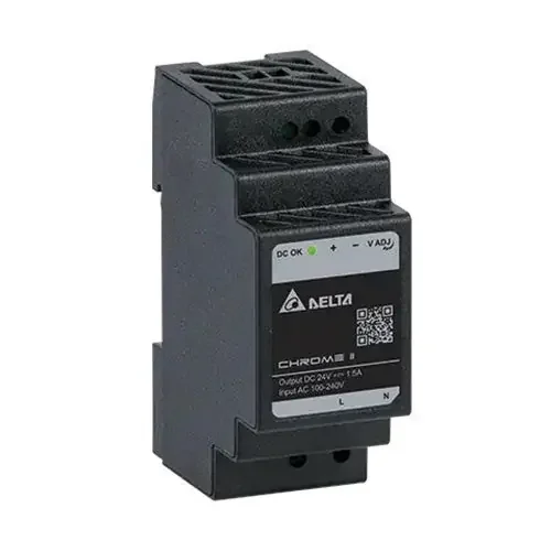 DRC-05V030W1RZ – 5Vdc/3A/DIN Rail Power Supply/Class II/5 Volts/3 Amps/OVC III/Household/AC Input: 85-264Vac Luxury