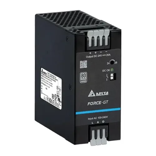 DRF-24V480W1GTA – 24Vdc/20A/DIN Rail Power Supply/Spring Clamp Terminal/PFC/Conformal Coated/AC Input: 90-264Vac Direct From Factory