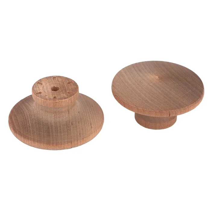 Mushroom Knob w/Screws – Birch – 2″ Diameter – 1″ Tall – 2 Piece
