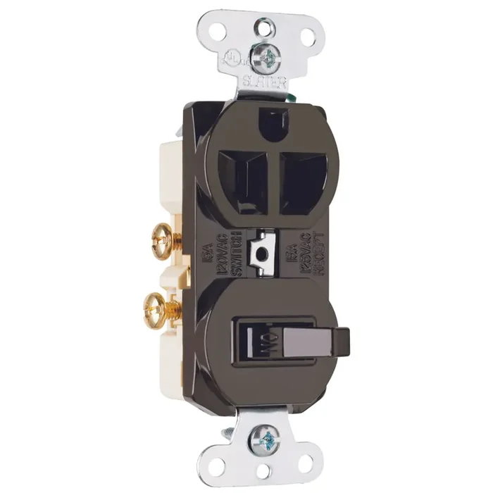 Pass & Seymour 691 1-Pole Duplex Combination Receptacle/Switch Device 120/125-Volt 15-Amp NEMA 5-15R Brown Buy Today