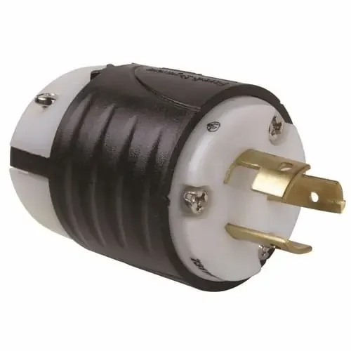 Pass & Seymour 7311-SS 3-Wire 3-Pole Industrial Grade Polarized Straight Locking Plug 125/250-Volt AC 20-Amp Black/White Fast Shipping