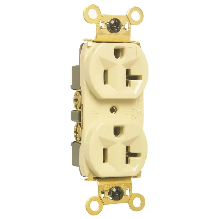 Pass & Seymour WR5362-I Specification Grade Heavy-Duty Weather-Resistant Duplex Straight Blade Receptacle 125-Volt AC 20-Amp NEMA 5-20R Ivory Hassle-Free Returns