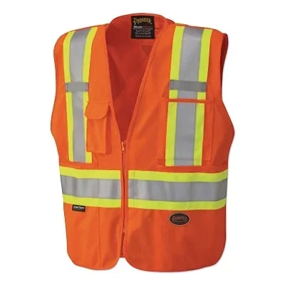 Pioneer V1021150UM 6935AU/6936AU/6937AU HV Zip-Up Snap Break Away Safety Vest Medium Orange