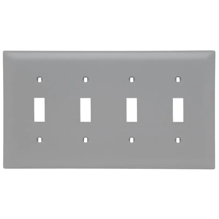 Price Cut Pass & Seymour TP4GRY Plastic Screw Mount Standard Size Toggle Switch Wallplate 4-Gang 4-Toggle Switch Gray TradeMaster