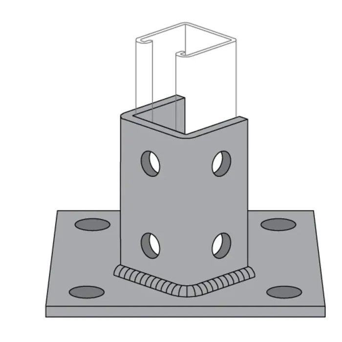 Price Cut Post base, 4-Hole Bottom Plate, Stainless Steel