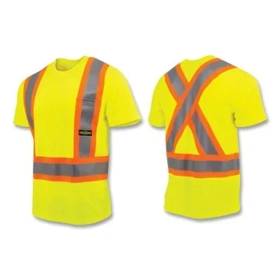 Radians ST11X-2PGS-L Short Sleeve Safety T-Shirt X-Back Large Hi-Vis Green