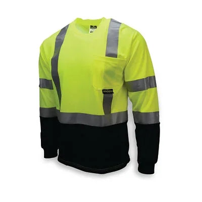 Radians ST21B3PGS2X ST21B Type R Class 3 Long Sleeve Black-Bottom T-Shirt Max-Dri Moisture Wicking Mesh Hi-Vis Green 2X-Large