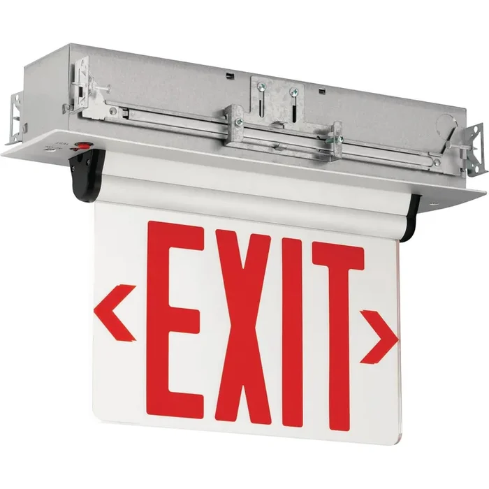 Reduced Price Hubbell Lighting CELR1GNE CEL Series Emergency Single Face LED Edge-Lit Exit Sign Brushed Aluminum Housing Green Letter 120/277-Volt Compass