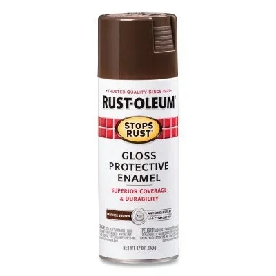 Rust-Oleum 7775830 Stops Rust Protective Enamel Spray Paint, 12 oz, Brown, Gloss, Aerosol Can