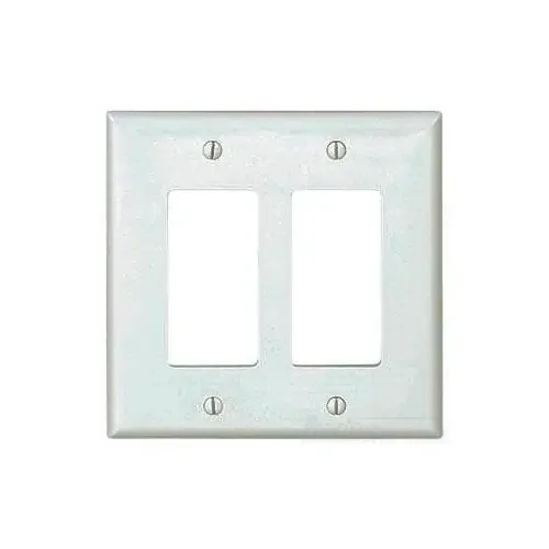 Secure Checkout Cooper Wiring Device PJ262W Polycarbonate Screw Mount Mid-Size GFCI Commercial/Specification Grade 2-Gang Wallplate 2-Decorator White