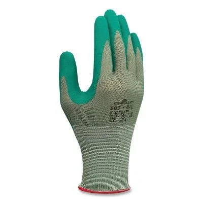 SHOWA 383S-06 383 Biodegradable Working Glove, Small, Green
