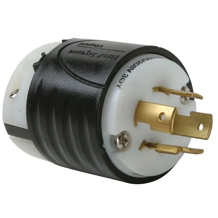 Special Offer Pass & Seymour L1820-P 4-Wire 4-Pole Polarized Extra-Hard Use Locking Plug 120/208-Volt 20-Amp Black/White Turnlok