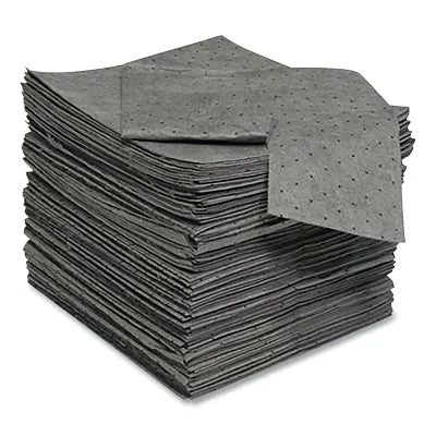 Spilfyter DB-70 Sorbent Pads and Rolls, 16 in L x 18 in W, Universal, Medium, Single-Ply, Gray, Pads