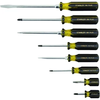 Stanley 66569 100 Plus 8 Pc Combination Screwdriver Set, Phillips, Slotted