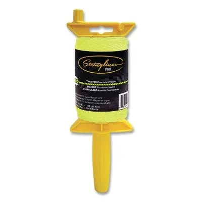 Stringliner 25412 PRO Mason’s Line Reel 540 ft Twisted #18 Nylon with Reel Fluorescent Yellow