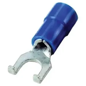 Thomas & Betts KV14-10FF-M Vinyl Insulated Fork Flanged Insulated Wire Terminal 16-14-AWG #10 Blue Sta-Kon Budget