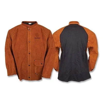 Tillman 33603X FreedomFlex Cowhide Jacket, Outside Pocket, 30 in L, Dark Brown/Black, 3X-Large