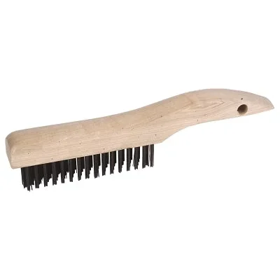 Weiler 44061 Shoe Handle Scratch Brushes, 10 in, 2 X 17 Rows, Steel Wire, Wood Handle