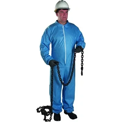 West Chester 3100/M Posi-Wear FR Disposable Coveralls, Collared/Open Wrists and Ankles/Zipper Front, Blue, Med