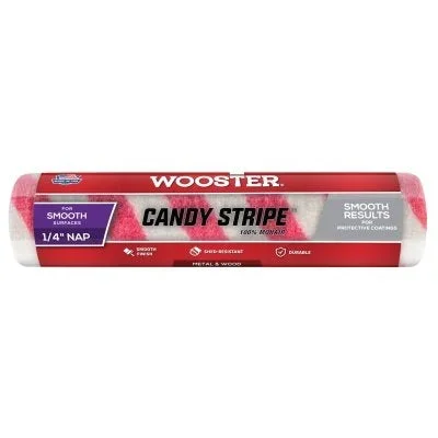 Wooster 00R7630090 Candy Stripe Roller Covers, Bulk, 9 in, 1/4 in Nap Length