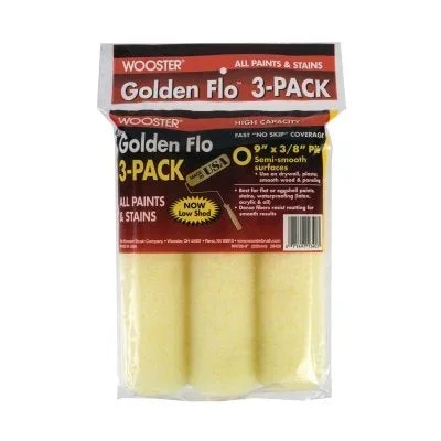Wooster 0RR7260090 Golden Flo Roller Covers, 3 Pack, 9 in, 3/8 in Nap Length