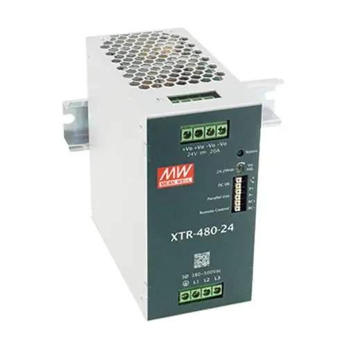 XTR-480-24 – 24V 20A DIN Rail Power Supply/Three Phase AC Input/24 Volts 20 Amps Grab Now